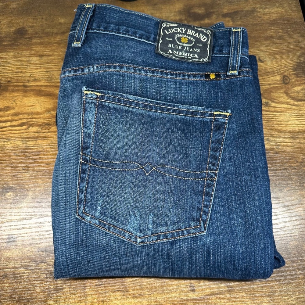 Lucky Brand Vintage Straight Mens Dark Wash Blue Denim Jeans 34x32